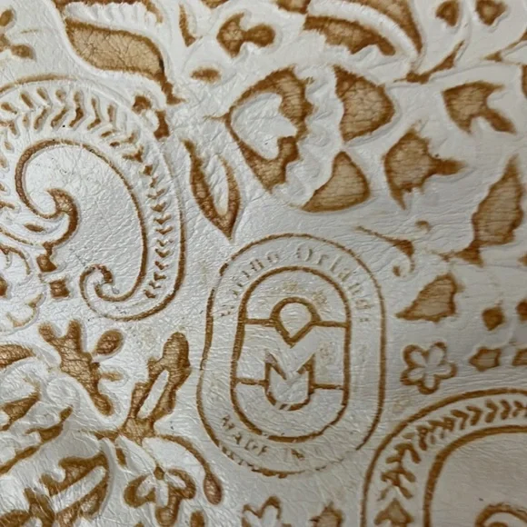 Marino Orlandi large imprinted white brown shoulder bag/ tote - Picture 2 of 16